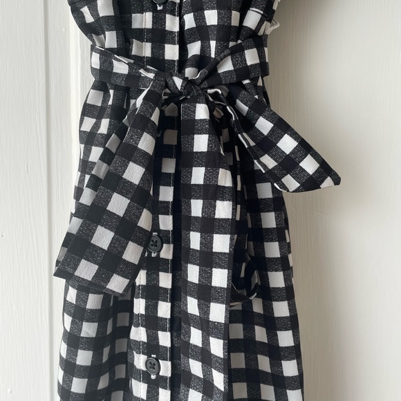 Banana Republic ruffle sleeve dress blk/white gingham checkered pockets! SZ2P - Picture 3 of 6